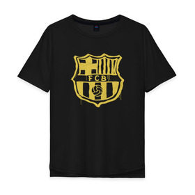 Мужская футболка хлопок Oversize с принтом FC Barcelona - Yellow Paint (Оригинальный стиль,рисунок краской) , 100% хлопок | свободный крой, круглый ворот, “спинка” длиннее передней части | barca | barcelona | fcb | барселона | футбол