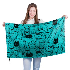 Флаг 3D с принтом Котейки 4 , 100% полиэстер | плотность ткани — 95 г/м2, размер — 67 х 109 см. Принт наносится с одной стороны | котейки | коты | кошки