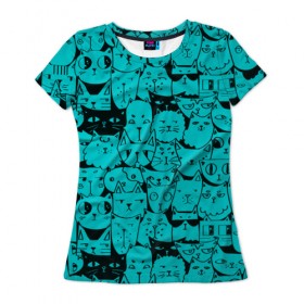 Женская футболка 3D с принтом Котейки 4 , 100% полиэфир ( синтетическое хлопкоподобное полотно) | прямой крой, круглый вырез горловины, длина до линии бедер | котейки | коты | кошки
