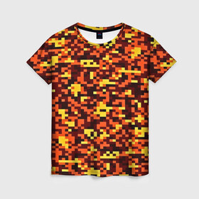 Женская футболка 3D с принтом Пиксели , 100% полиэфир ( синтетическое хлопкоподобное полотно) | прямой крой, круглый вырез горловины, длина до линии бедер | камуфляж | пиксели