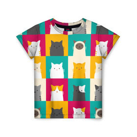 Детская футболка 3D с принтом Котейки 3 , 100% гипоаллергенный полиэфир | прямой крой, круглый вырез горловины, длина до линии бедер, чуть спущенное плечо, ткань немного тянется | котейки | коты | кошки