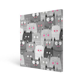 Холст квадратный с принтом Котейки 2 , 100% ПВХ |  | Тематика изображения на принте: котейки | коты | кошки
