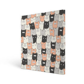 Холст квадратный с принтом Котики , 100% ПВХ |  | Тематика изображения на принте: котейки | коты | кошки