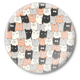 Значок с принтом Котики ,  металл | круглая форма, металлическая застежка в виде булавки | котейки | коты | кошки