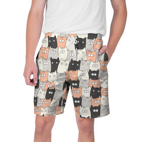 Мужские шорты 3D с принтом Котики ,  полиэстер 100% | прямой крой, два кармана без застежек по бокам. Мягкая трикотажная резинка на поясе, внутри которой широкие завязки. Длина чуть выше колен | котейки | коты | кошки