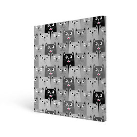 Холст квадратный с принтом Котейки , 100% ПВХ |  | котейки | коты | кошки