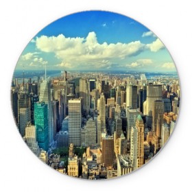 Коврик круглый с принтом New York , резина и полиэстер | круглая форма, изображение наносится на всю лицевую часть | Тематика изображения на принте: город | пейзаж