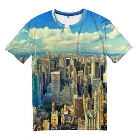 Мужская футболка 3D с принтом New York , 100% полиэфир | прямой крой, круглый вырез горловины, длина до линии бедер | город | пейзаж