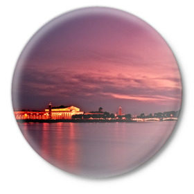 Значок с принтом Санкт-Петербург ,  металл | круглая форма, металлическая застежка в виде булавки | Тематика изображения на принте: город | пейзаж