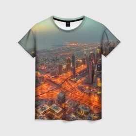 Женская футболка 3D с принтом Арабские Эмираты , 100% полиэфир ( синтетическое хлопкоподобное полотно) | прямой крой, круглый вырез горловины, длина до линии бедер | город | пейзаж
