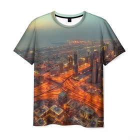 Мужская футболка 3D с принтом Арабские Эмираты , 100% полиэфир | прямой крой, круглый вырез горловины, длина до линии бедер | город | пейзаж