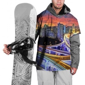 Накидка на куртку 3D с принтом Ночные дороги , 100% полиэстер |  | Тематика изображения на принте: город | пейзаж