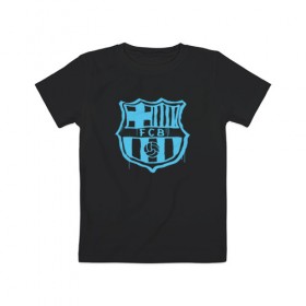 Детская футболка хлопок с принтом FC Barcelona - Light Blue Paint (Оригинальный стиль,рисунок краской) , 100% хлопок | круглый вырез горловины, полуприлегающий силуэт, длина до линии бедер | barca | barcelona | fcb | барселона | футбол