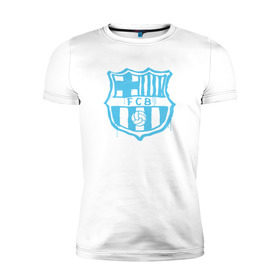 Мужская футболка премиум с принтом FC Barcelona - Light Blue Paint (Оригинальный стиль,рисунок краской) , 92% хлопок, 8% лайкра | приталенный силуэт, круглый вырез ворота, длина до линии бедра, короткий рукав | barca | barcelona | fcb | барселона | футбол