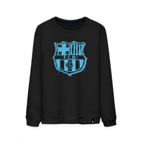 Мужской свитшот хлопок с принтом FC Barcelona - Light Blue Paint (Оригинальный стиль,рисунок краской) , 100% хлопок |  | barca | barcelona | fcb | барселона | футбол