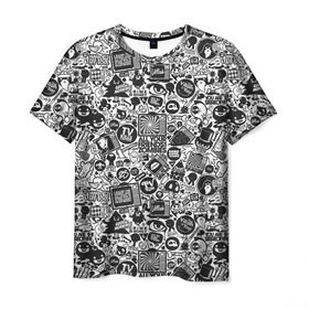 Мужская футболка 3D с принтом Стикербомбинг , 100% полиэфир | прямой крой, круглый вырез горловины, длина до линии бедер | Тематика изображения на принте: граффити | скейт | хипстер