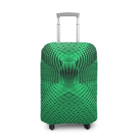 Чехол для чемодана 3D с принтом Абстракция зеленая , 86% полиэфир, 14% спандекс | двустороннее нанесение принта, прорези для ручек и колес | абстракция | белый | зеленый | изгиб | красивый | необычный | новый | плавный | рисунок | стиль | цвет | четкий