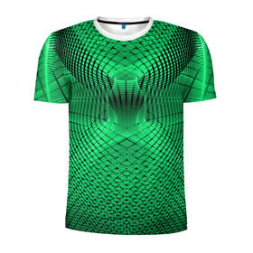 Мужская футболка 3D спортивная с принтом Абстракция зеленая , 100% полиэстер с улучшенными характеристиками | приталенный силуэт, круглая горловина, широкие плечи, сужается к линии бедра | абстракция | белый | зеленый | изгиб | красивый | необычный | новый | плавный | рисунок | стиль | цвет | четкий