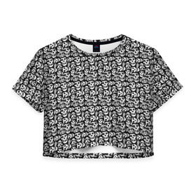 Женская футболка 3D укороченная с принтом Misfits , 100% полиэстер | круглая горловина, длина футболки до линии талии, рукава с отворотами | misfits