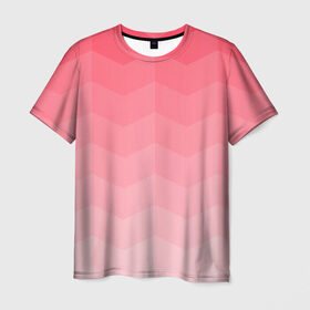 Мужская футболка 3D с принтом Игра цветов , 100% полиэфир | прямой крой, круглый вырез горловины, длина до линии бедер | Тематика изображения на принте: абстракция | винтаж | игра теней | переливание | переливания цветов | плавный переход | розовый | ромб | треугольник | узор