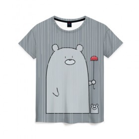 Женская футболка 3D с принтом Медвежата , 100% полиэфир ( синтетическое хлопкоподобное полотно) | прямой крой, круглый вырез горловины, длина до линии бедер | bear | медведи | медведь