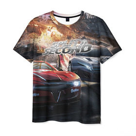 Мужская футболка 3D с принтом Split Second , 100% полиэфир | прямой крой, круглый вырез горловины, длина до линии бедер | crew | dirt | driver | grid | nfs | race | гонки