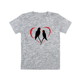 Детская футболка хлопок с принтом Попугайчики , 100% хлопок | круглый вырез горловины, полуприлегающий силуэт, длина до линии бедер | Тематика изображения на принте: птицы