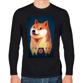 Мужской лонгслив хлопок с принтом Wow Doge , 100% хлопок |  | 