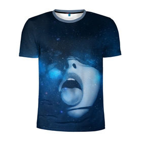 Мужская футболка 3D спортивная с принтом Космический рот , 100% полиэстер с улучшенными характеристиками | приталенный силуэт, круглая горловина, широкие плечи, сужается к линии бедра | губы | девушка | женщина | звезды | зубы | космос | синий | туманность | черная дыра
