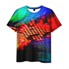 Мужская футболка 3D с принтом Абстракция , 100% полиэфир | прямой крой, круглый вырез горловины, длина до линии бедер | color | colour | glim | glow | light | lights | shine | society | world | блеск | великолепие | глянец | лоск | свет | сияние | солнечный свет