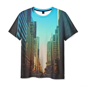 Мужская футболка 3D с принтом Street New York , 100% полиэфир | прямой крой, круглый вырез горловины, длина до линии бедер | город | пейзаж