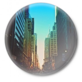 Значок с принтом Street New York ,  металл | круглая форма, металлическая застежка в виде булавки | Тематика изображения на принте: город | пейзаж