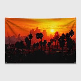 Флаг-баннер с принтом California , 100% полиэстер | размер 67 х 109 см, плотность ткани — 95 г/м2; по краям флага есть четыре люверса для крепления | 3dc | borough | city | downtown | town | городок | красота | пальмы | пейзаж | район | сити | страны | центр