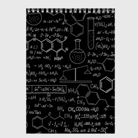 Скетчбук с принтом Химия , 100% бумага
 | 48 листов, плотность листов — 100 г/м2, плотность картонной обложки — 250 г/м2. Листы скреплены сверху удобной пружинной спиралью | формула | шпаргалка
