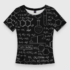 Женская футболка 3D Slim с принтом Химия ,  |  | формула | шпаргалка