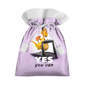 Подарочный 3D мешок с принтом Да, ты можешь! , 100% полиэстер | Размер: 29*39 см | dragon | бег | дракон | спорт | тренажёр | тренировка | фитнес