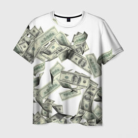 Мужская футболка 3D с принтом Денежный ветер , 100% полиэфир | прямой крой, круглый вырез горловины, длина до линии бедер | Тематика изображения на принте: баксы | банкноты | деньги | доллары | купюры