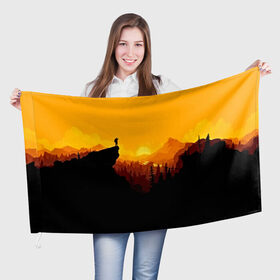 Флаг 3D с принтом FIREWATCH , 100% полиэстер | плотность ткани — 95 г/м2, размер — 67 х 109 см. Принт наносится с одной стороны | закат | файрвотч