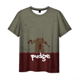 Мужская футболка 3D с принтом Pudge , 100% полиэфир | прямой крой, круглый вырез горловины, длина до линии бедер | butcher | defense of the ancients | dota 2 | pudge | герой | красный | кровь | минимализм | мясник | пудж
