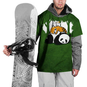 Накидка на куртку 3D с принтом Милая панда , 100% полиэстер |  | большая | джунгли | енот | зайка | милая | панда | пушистая