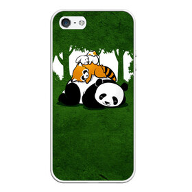 Чехол для iPhone 5/5S матовый с принтом Милая панда , Силикон | Область печати: задняя сторона чехла, без боковых панелей | Тематика изображения на принте: большая | джунгли | енот | зайка | милая | панда | пушистая