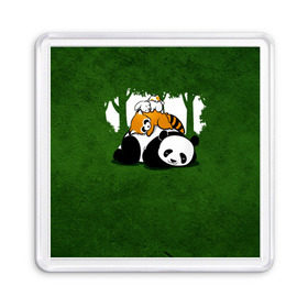 Магнит 55*55 с принтом Милая панда , Пластик | Размер: 65*65 мм; Размер печати: 55*55 мм | большая | джунгли | енот | зайка | милая | панда | пушистая