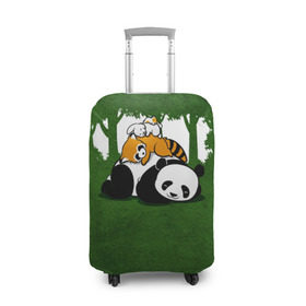 Чехол для чемодана 3D с принтом Милая панда , 86% полиэфир, 14% спандекс | двустороннее нанесение принта, прорези для ручек и колес | большая | джунгли | енот | зайка | милая | панда | пушистая
