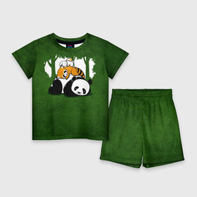 Детский костюм с шортами 3D с принтом Милая панда ,  |  | большая | джунгли | енот | зайка | милая | панда | пушистая