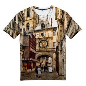 Мужская футболка 3D с принтом Улицы Парижа , 100% полиэфир | прямой крой, круглый вырез горловины, длина до линии бедер | paris | архитектура | город