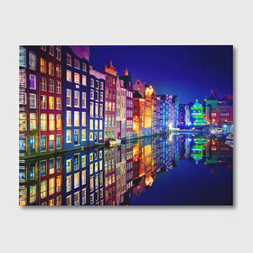 Альбом для рисования с принтом Амстердама Нидерланды , 100% бумага
 | матовая бумага, плотность 200 мг. | amsterdam | boat | bright | color | lights | night | pier | rainbow | reflection | the city | the netherlands | the strait | water | амстердама | вода | город | лодка | нидерланды | ночь | огни | отражение | причал | пролив | радуга | цвет | яркий