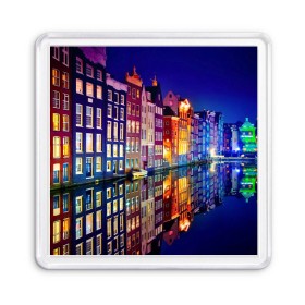 Магнит 55*55 с принтом Амстердама, Нидерланды , Пластик | Размер: 65*65 мм; Размер печати: 55*55 мм | amsterdam | boat | bright | color | lights | night | pier | rainbow | reflection | the city | the netherlands | the strait | water | амстердама | вода | город | лодка | нидерланды | ночь | огни | отражение | причал | пролив | радуга | цвет | яркий