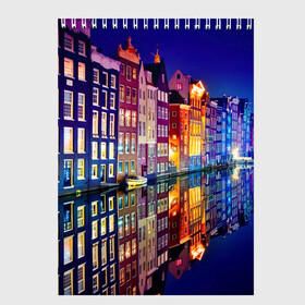 Скетчбук с принтом Амстердама Нидерланды , 100% бумага
 | 48 листов, плотность листов — 100 г/м2, плотность картонной обложки — 250 г/м2. Листы скреплены сверху удобной пружинной спиралью | amsterdam | boat | bright | color | lights | night | pier | rainbow | reflection | the city | the netherlands | the strait | water | амстердама | вода | город | лодка | нидерланды | ночь | огни | отражение | причал | пролив | радуга | цвет | яркий