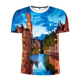 Мужская футболка 3D спортивная с принтом Германия , 100% полиэстер с улучшенными характеристиками | приталенный силуэт, круглая горловина, широкие плечи, сужается к линии бедра | castle | germany | lights | night | old | reflection | sky | town | water | вода | германия | город | замок | небо | ночь | огни | отражение | старый