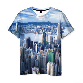 Мужская футболка 3D с принтом Гонконг, Китай , 100% полиэфир | прямой крой, круглый вырез горловины, длина до линии бедер | architecture | boats | china | city | hong kong | houses | mountains | sea | sky | skyscrapers | water | архитектура | вода | гонконг | город | горы | дома | китай | корабли | море | небо